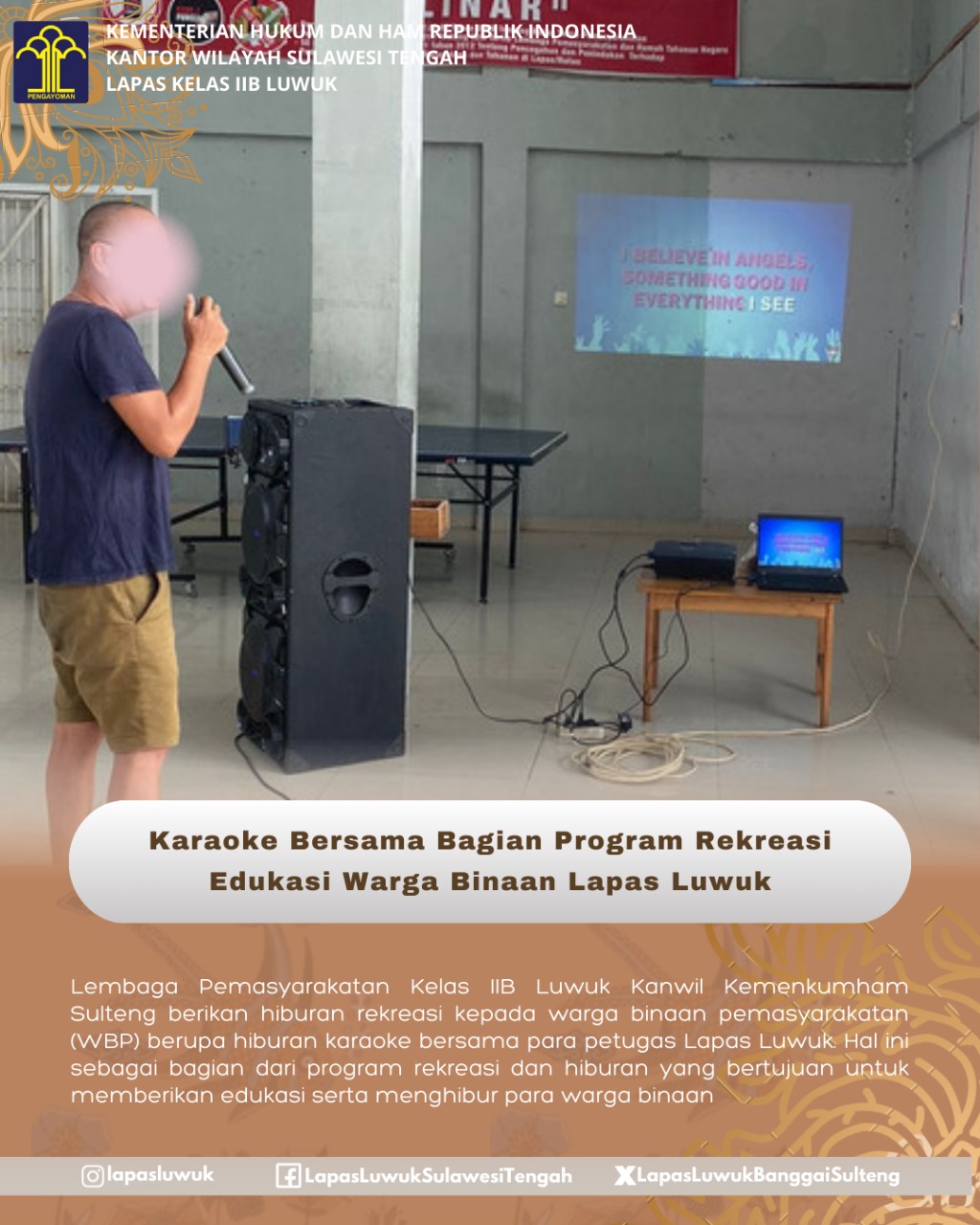Karaoke Bersama Bagian Program Rekreasi Edukasi Warga Binaan Lapas Luwuk
